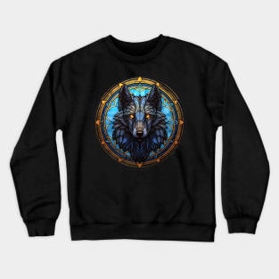 Stained Glass Scary Wolf Crewneck Sweatshirt